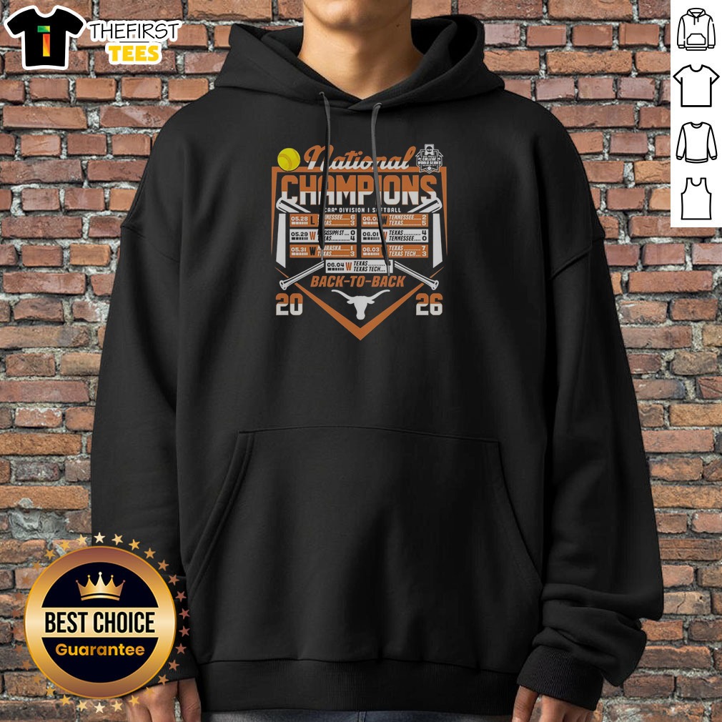 Premium Texas Longhorns National Champions NCAA Softball Back To Back 2026 Team Shirt on Hoodie Premium Texas Longhorns National Champions NCAA Softball Back To Back 2026 Team Shirt shown as a hoodie preview