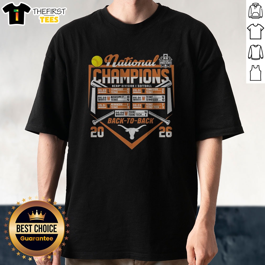 Premium Texas Longhorns National Champions NCAA Softball Back To Back 2026 Team Shirt on Classic Shirt Premium Texas Longhorns National Champions NCAA Softball Back To Back 2026 Team Shirt shown as a classic shirt preview