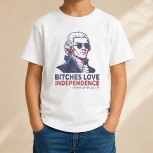 Premium Thomas Jefferson 1776 Bitches Love Independence Kids T-Shirt