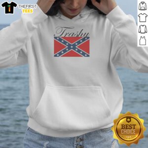 Premium Trashy Confederate Flag Hoodie in black with bold flag graphic on front, cozy and casual wear