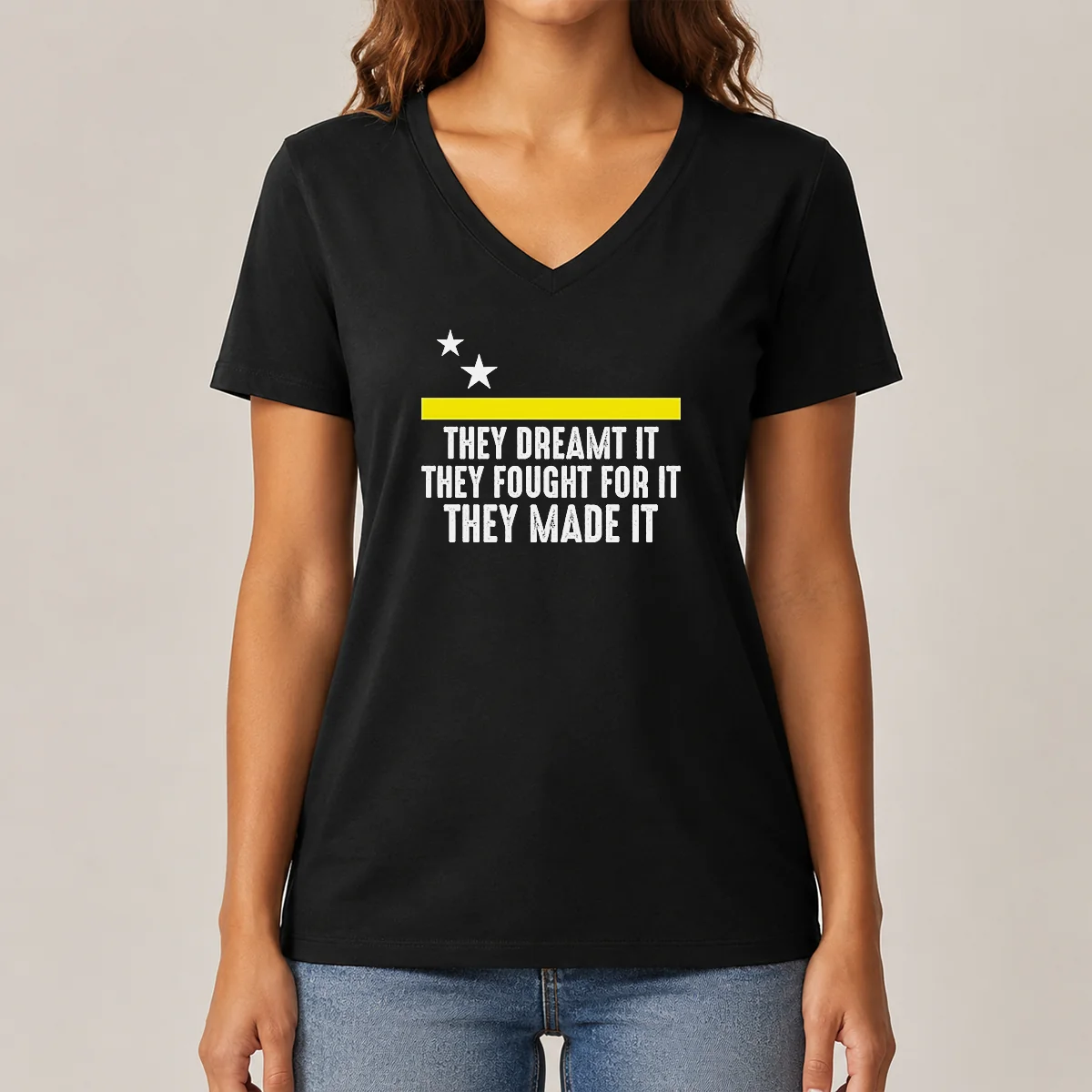 Premium Uracao Flag They Dreamed It V-Neck Shirt Premium Uracao Flag They Dreamed It V-Neck Shirt