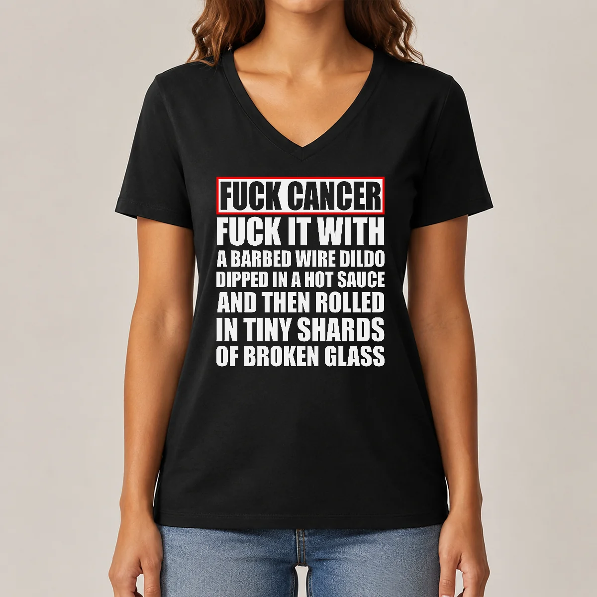 Pretty Fck Cancer Fck It With V-Neck Shirt Pretty Fck Cancer Fck It With V-Neck Shirt