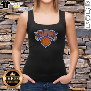 Pretty New York Knicks NBA Champions Basketball Classic Logo Tank Top in white, front view, sleeveless casual wear
