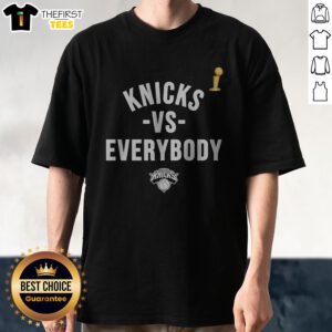 Pretty New York Knicks NBA Finals 2026 Vs. Everybody Shirt featuring bold blue and orange team colors on a comfortable cotton tee