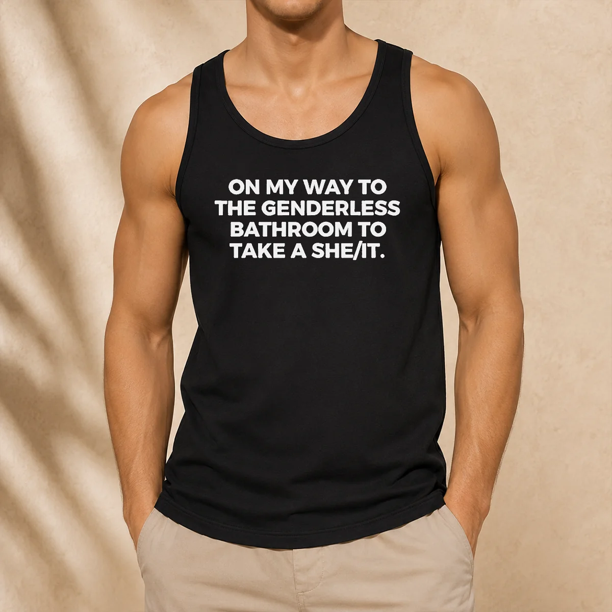 Pretty On My Way To The Genderless Bathroom To Take A She It Text Tank Top