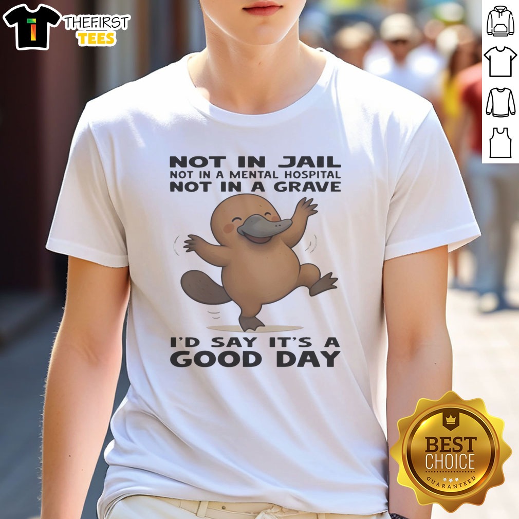 Pretty Platypus Not In Jail Not In A Mental Hospital Not In A Grave I'D Say It'S A Good Day Shirt on Classic Shirt Pretty Platypus Not In Jail Not In A Mental Hospital Not In A Grave I'D Say It'S A Good Day Shirt shown as a classic shirt preview