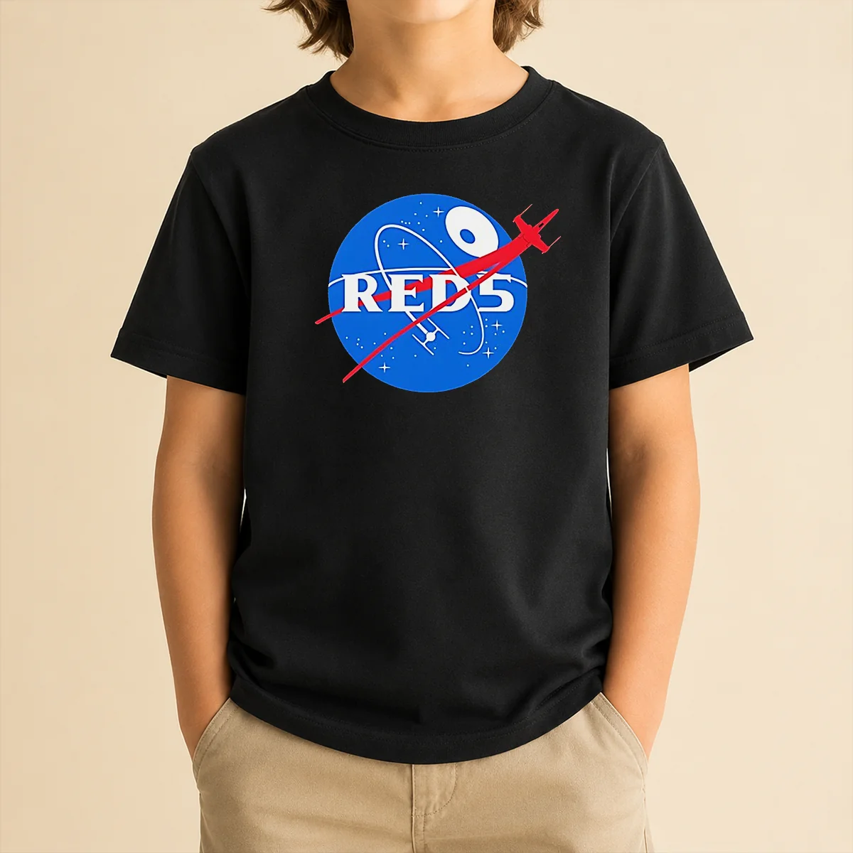 Pretty Red 5 NASA Parody Logo Kids T-Shirt