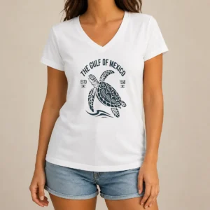 Pretty Sea Turtle The Gulf Of Mexico Estd 1550 V-Neck Shirt