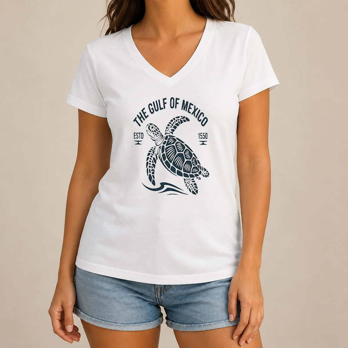 Pretty Sea Turtle The Gulf Of V-Neck Shirt Pretty Sea Turtle The Gulf Of V-Neck Shirt