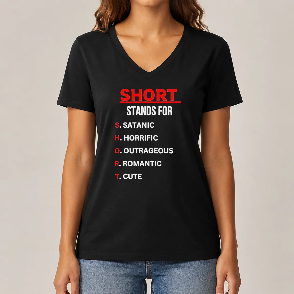 Pretty Short Stands For Satanic Horrific V-Neck Shirt Pretty Short Stands For Satanic Horrific V-Neck Shirt