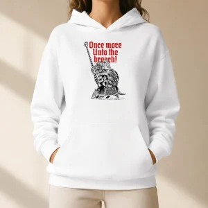 Pretty Sir Capy Once More Unto The Breach Hoodie in black with front pocket and drawstring hood