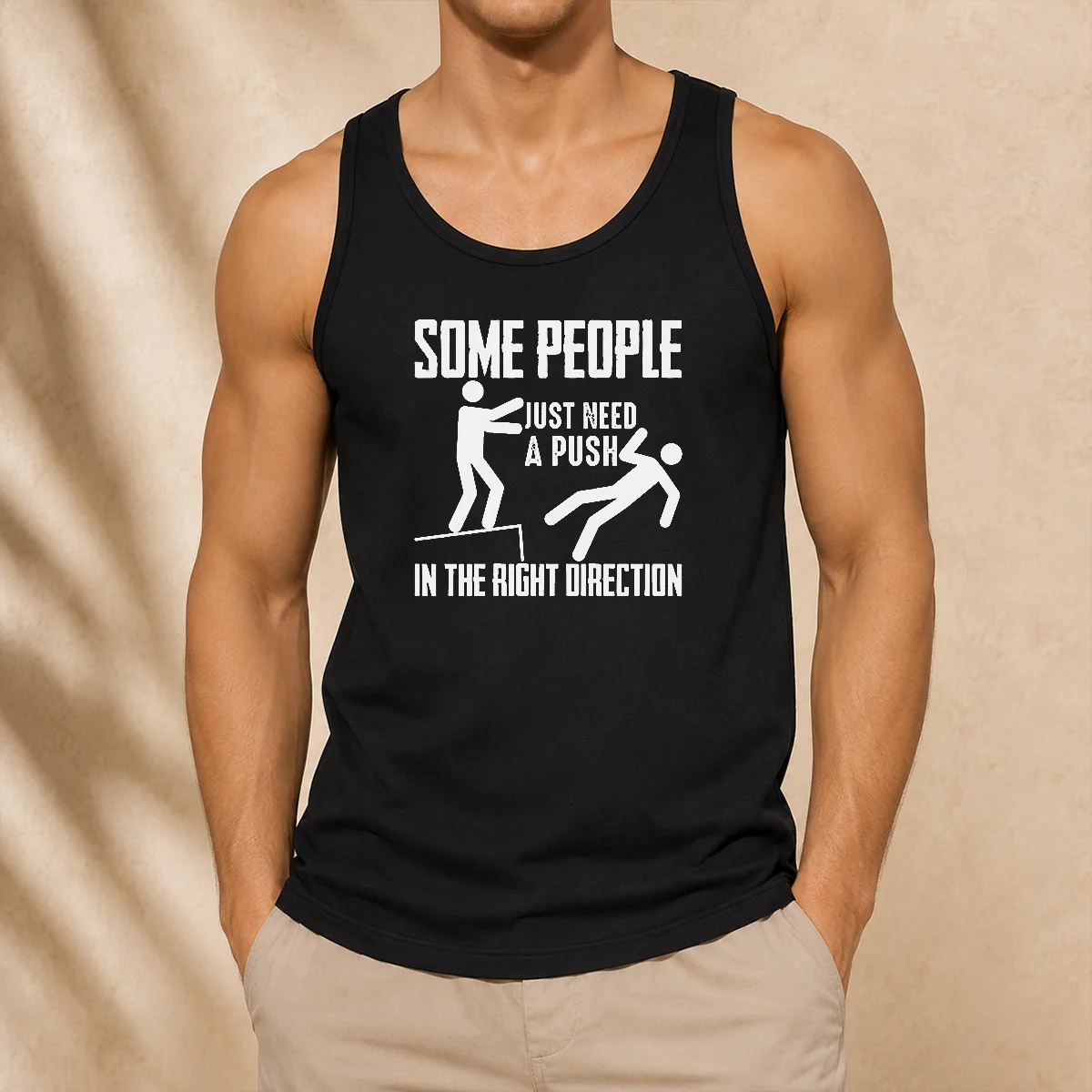 Pretty Stick Figure Dark Humor Ledge Fall Some People Just Need A Push In The Right Direction Tank Top