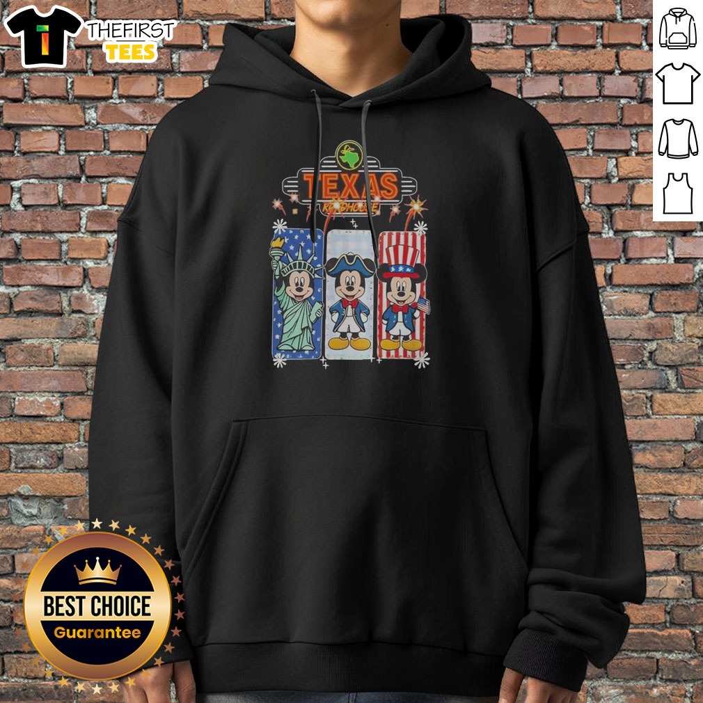 Pretty Texas Roadhouse Mickey Mouse Statue Of Liberty USA Independence Day Shirt on Hoodie Pretty Texas Roadhouse Mickey Mouse Statue Of Liberty USA Independence Day Shirt shown as a hoodie preview
