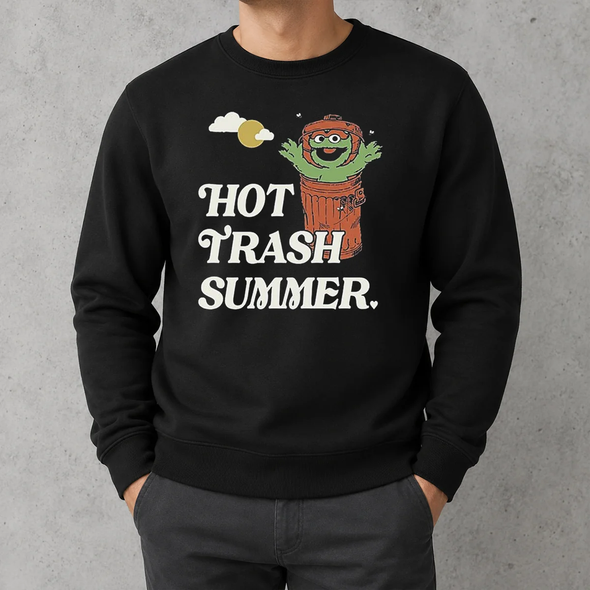 Pretty Vintage Oscar The Grouch Trash Can Hot Trash Summer Sweater