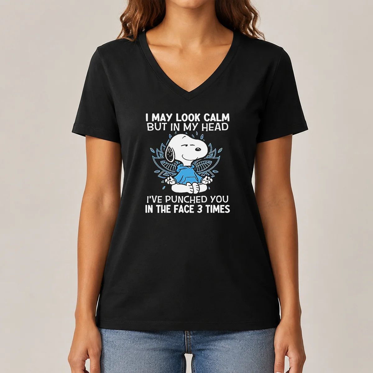 Top Snoopy I May Look Calm V-Neck Shirt Top Snoopy I May Look Calm V-Neck Shirt