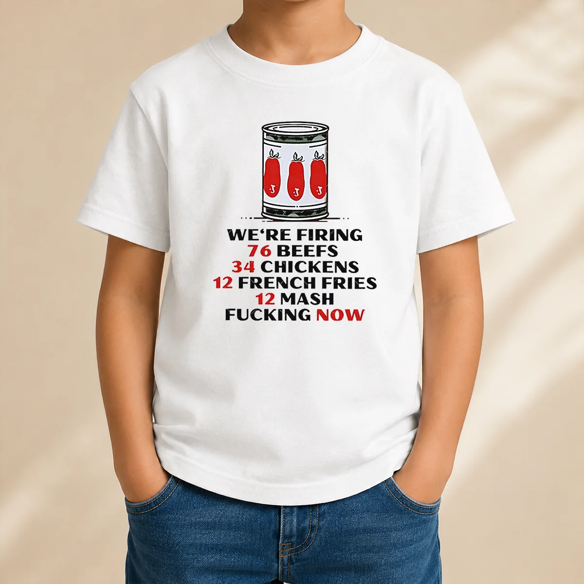 Awesome Funny The Bear We'Re Firing 76 Beefs 34 Chickens 12 French Fries 12 Mash Fcking Now Kids T-Shirt