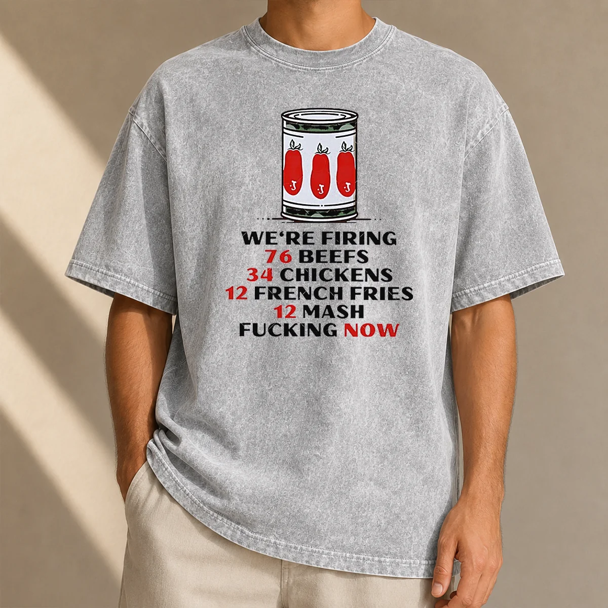 Awesome Funny The Bear We'Re Firing 76 Beefs 34 Chickens 12 French Fries 12 Mash Fcking Now Washed T-Shirt