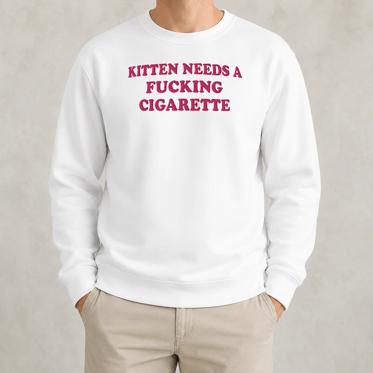Awesome Hot Kitten Needs A Fcking Cigarette Embroidered Sweater
