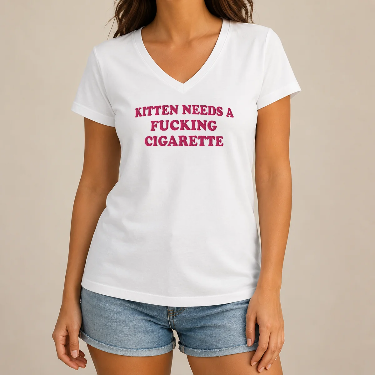 Awesome Hot Kitten Needs A Fcking V-Neck Shirt Awesome Hot Kitten Needs A Fcking V-Neck Shirt