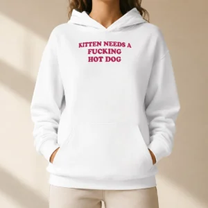 Awesome Nice Kitten Needs A Fcking Hot Dog Embroidered Hoodie