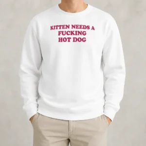 Awesome Nice Kitten Needs A Fcking Hot Dog Embroidered Sweater