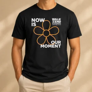 Awesome Now Is Our Monent t shirt in classic fit with bold text design on front, displayed on white background