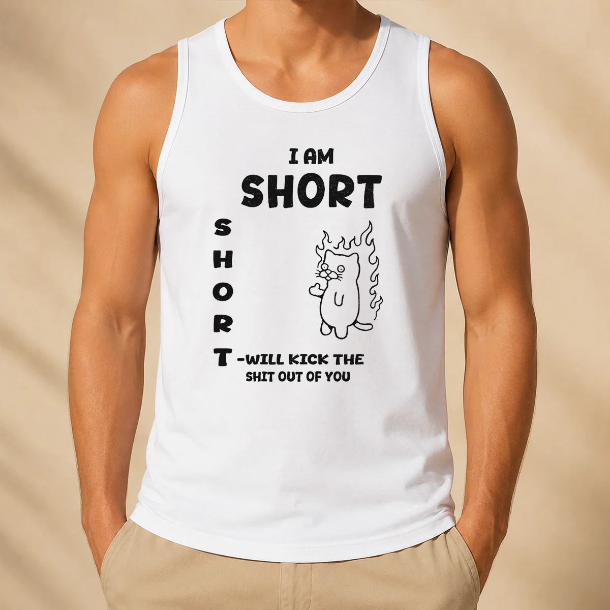 Awesome Official I Am Short Short Will Kick The Shit Out Of You Cat Tank Top