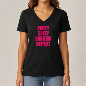 Awesome Party Sleep Bangtan Repeat V-Neck Shirt
