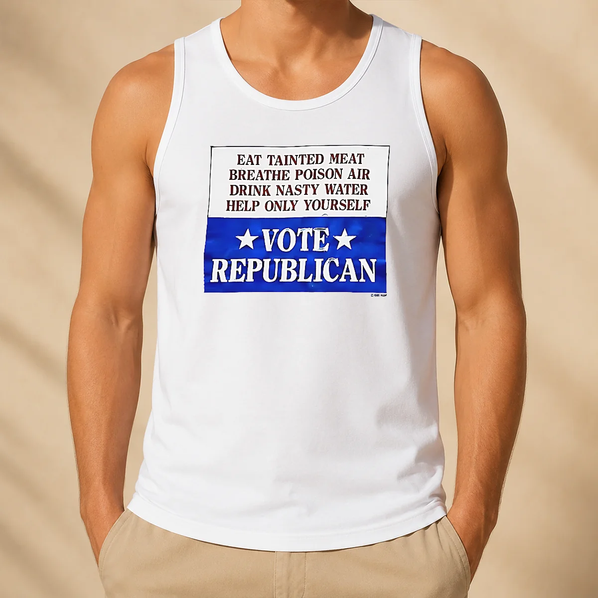 Awesome Republican Party Political Satire Eat Tainted Meat Breathe Poison Air Vote Tank Top