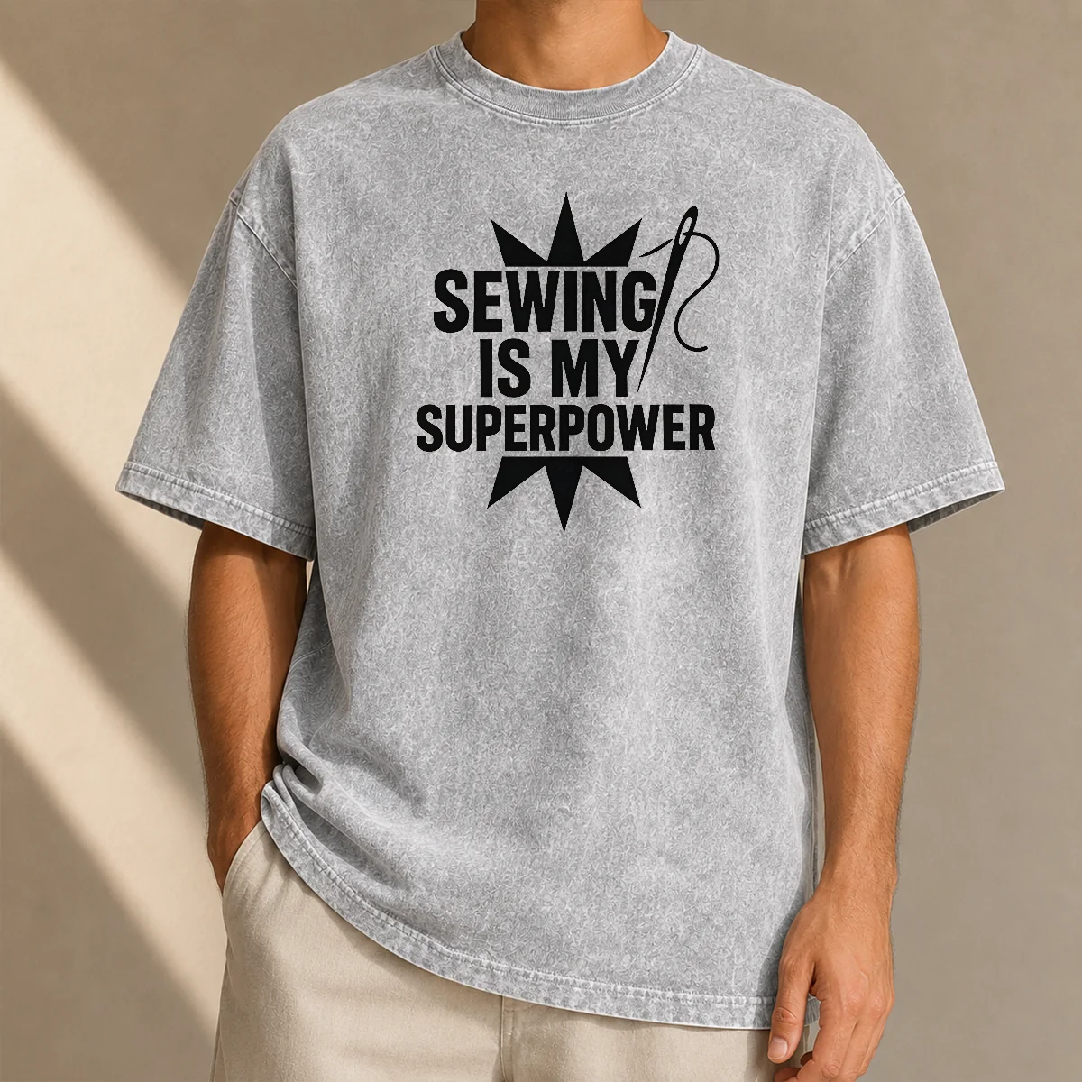 Awesome Sewing Is My Superpower Seamstress Quilting Washed T-Shirt