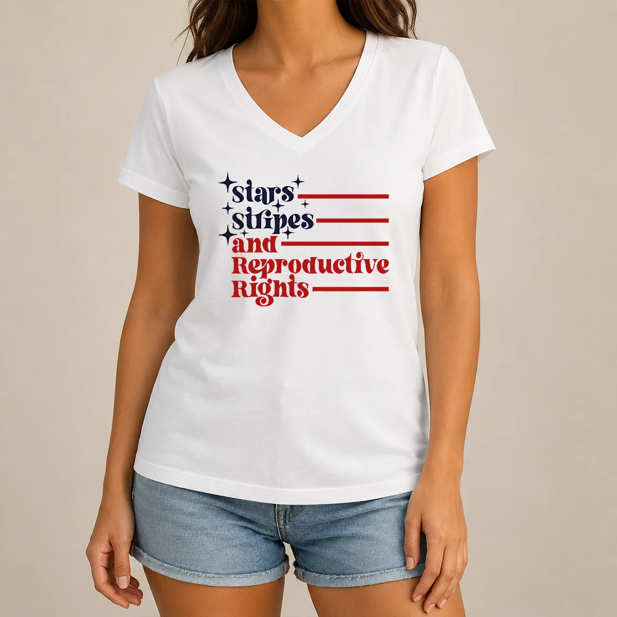 Awesome Stars Stripes And Reproductive Rights V-Neck Shirt Awesome Stars Stripes And Reproductive Rights V-Neck Shirt