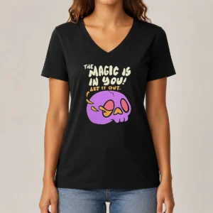 Awesome The Magic Is In You Let It Out Skull Inspirational V Neck Shirt with bold graphic and uplifting message
