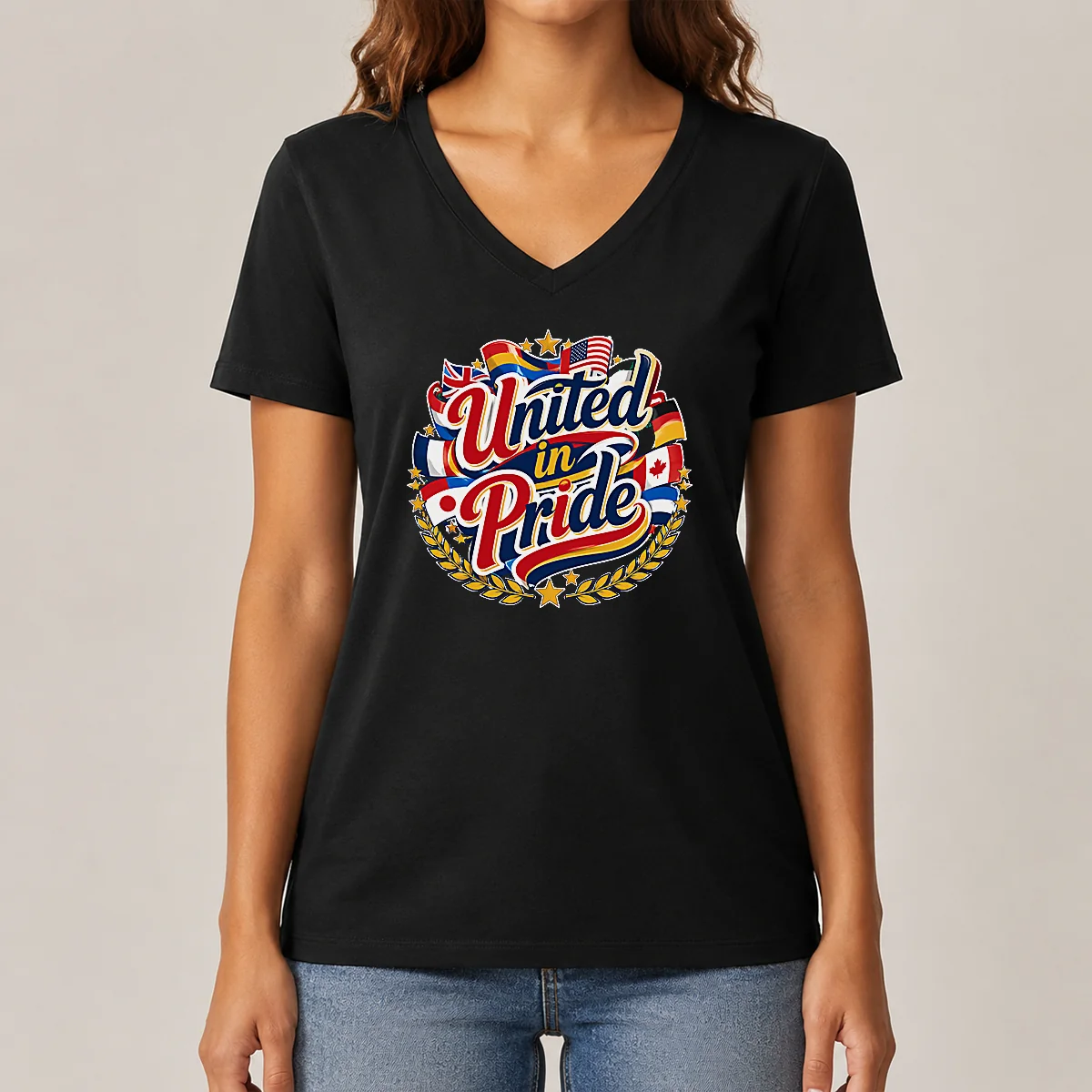 Awesome United In Pride National Flag V-Neck Shirt Awesome United In Pride National Flag V-Neck Shirt