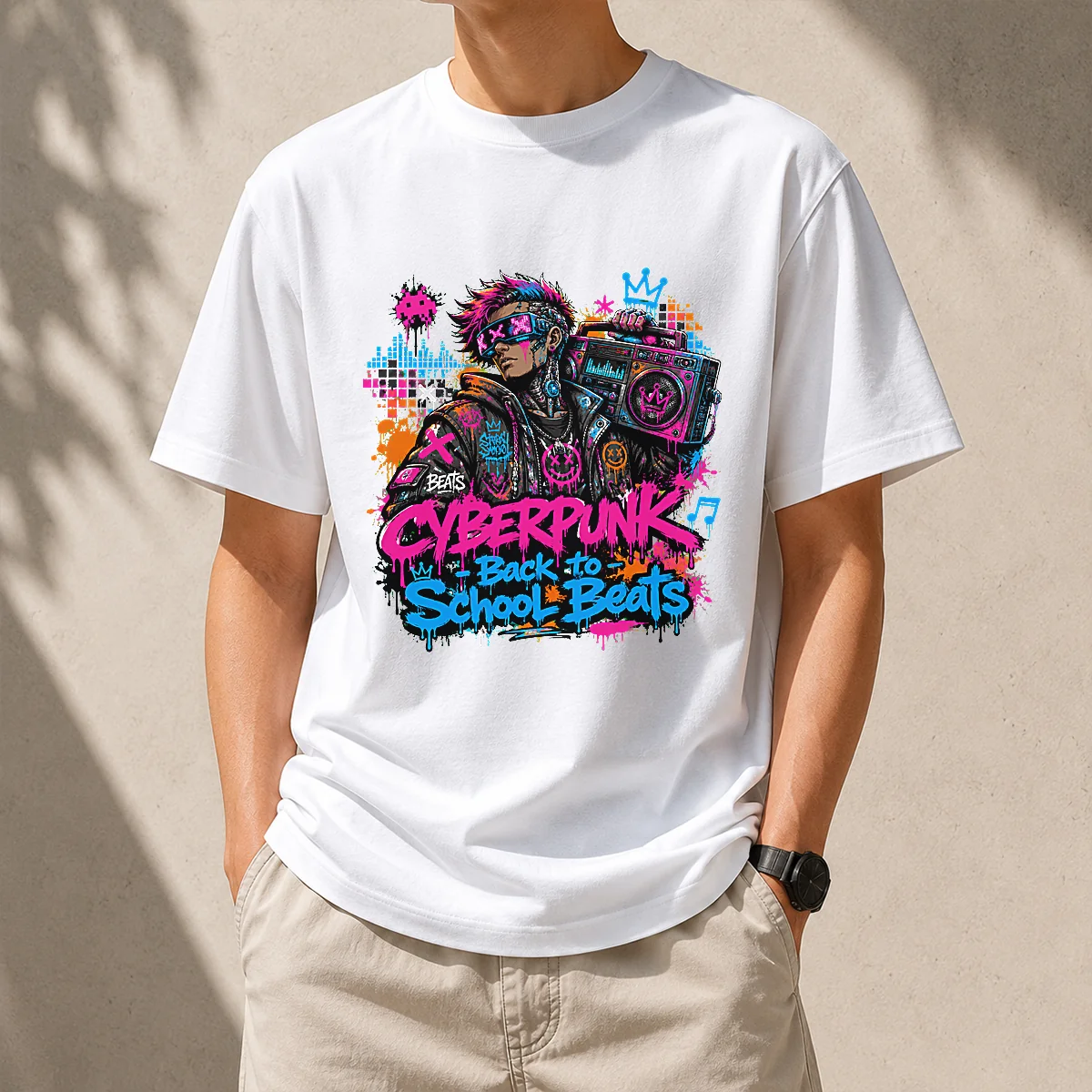 Cyberpunk Back to School Beats Graffiti Shirt Cyberpunk Back to School Beats Graffiti Shirt
