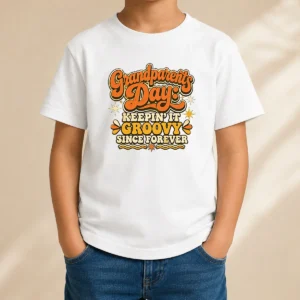 Funny Awesome Grandparents Day Keepin It Groovy Tee Groovy Retro Kids T-Shirt