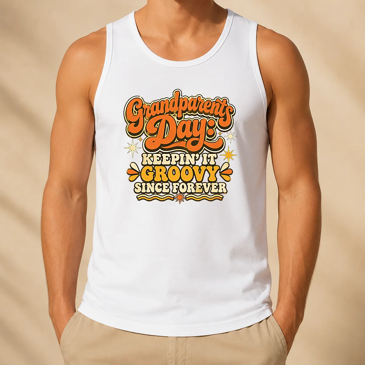 Funny Awesome Grandparents Day Keepin It Groovy Tee Groovy Retro Tank Top