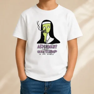 Funny Hot Smoking Nun Argument Worst Skateshop In The World Kids T-Shirt