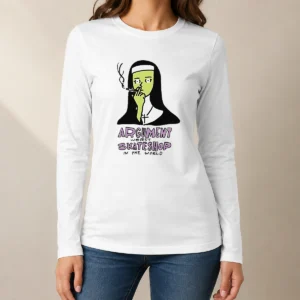 Funny Hot Smoking Nun Argument Worst Skateshop In The World Long Sleeve Shirt