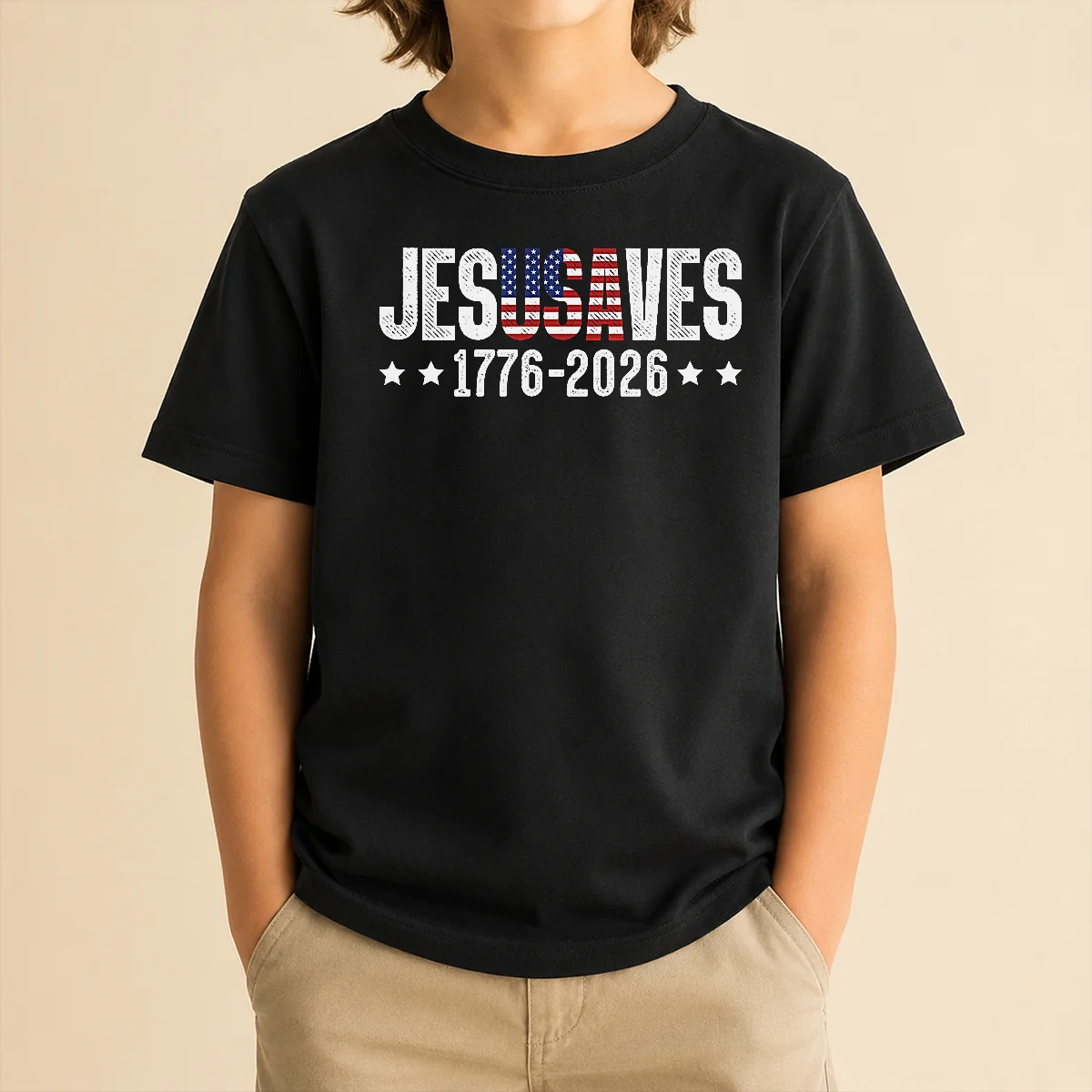 Funny Jesus Saves USA 1776 2026 250 Years Kids T-Shirt