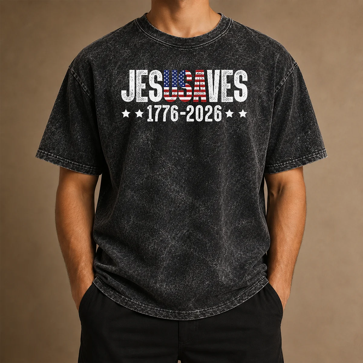 Funny Jesus Saves USA 1776 2026 250 Years Washed T-Shirt