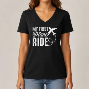 Funny My First Plane Ride V-Neck Shirt