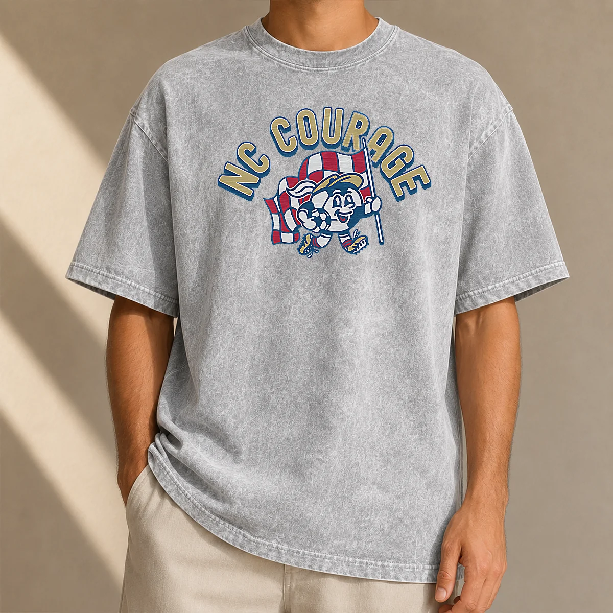 Funny Nice Kid'S NC Courage Soccer Player Ash Washed T-Shirt