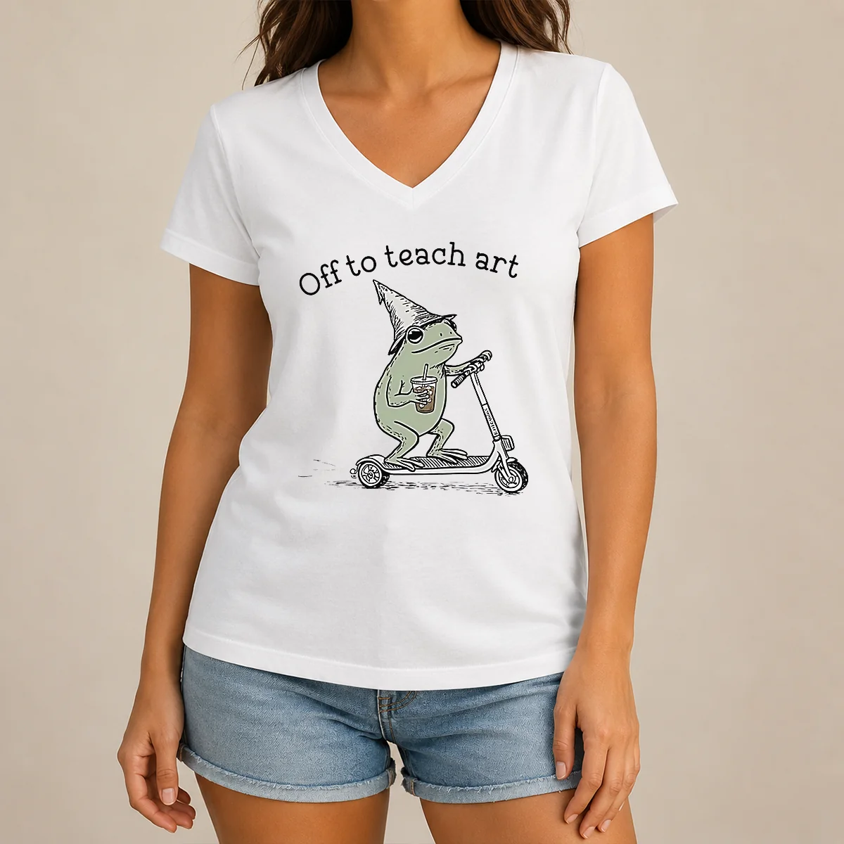 Funny Premium Frog Off To Teach V-Neck Shirt Funny Premium Frog Off To Teach V-Neck Shirt