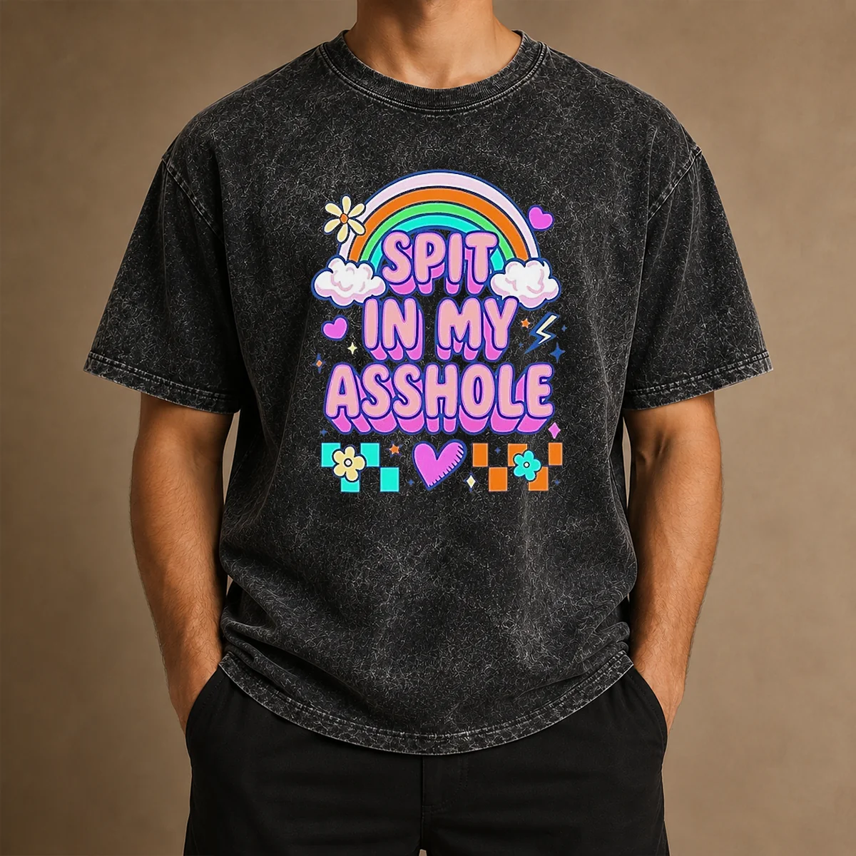 Funny Spit In My Asshole Washed T-Shirt
