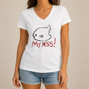 Funny Sunfish Ocean Life Humor My Ass Fish V-Neck Shirt