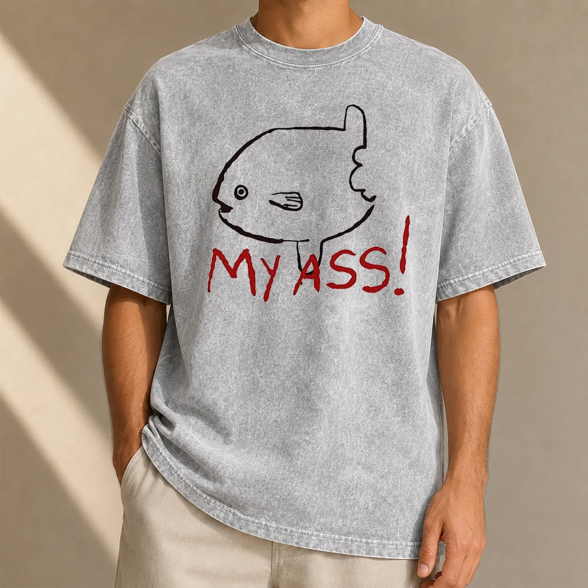 Funny Sunfish Ocean Life Humor My Ass Fish Washed T-Shirt