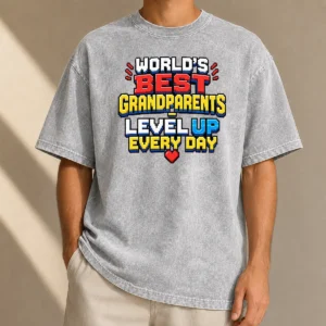 Good Funny Grandparents Day Worlds Best Pixel Washed T-Shirt