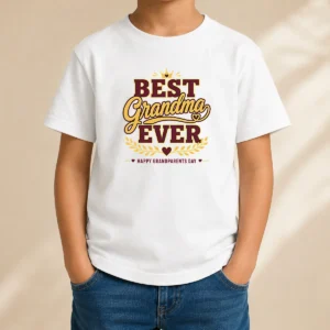 Good Hot Grandparents Day Best Grandma Ever Typography Kids T-Shirt