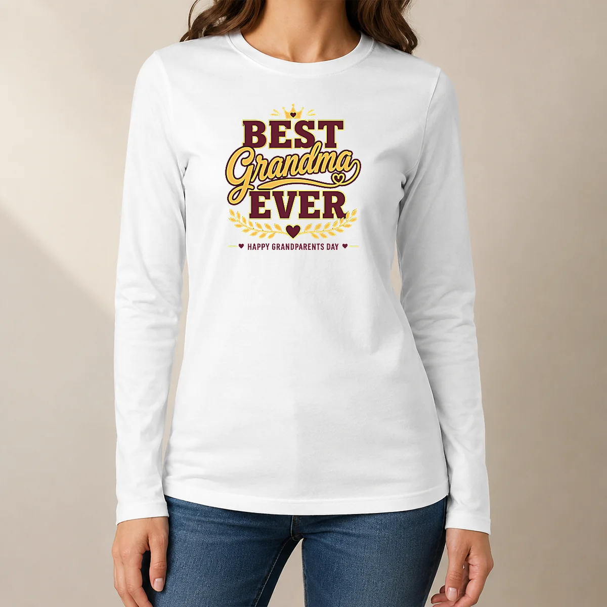 Good Hot Grandparents Day Best Grandma Ever Typography Long Sleeve Shirt