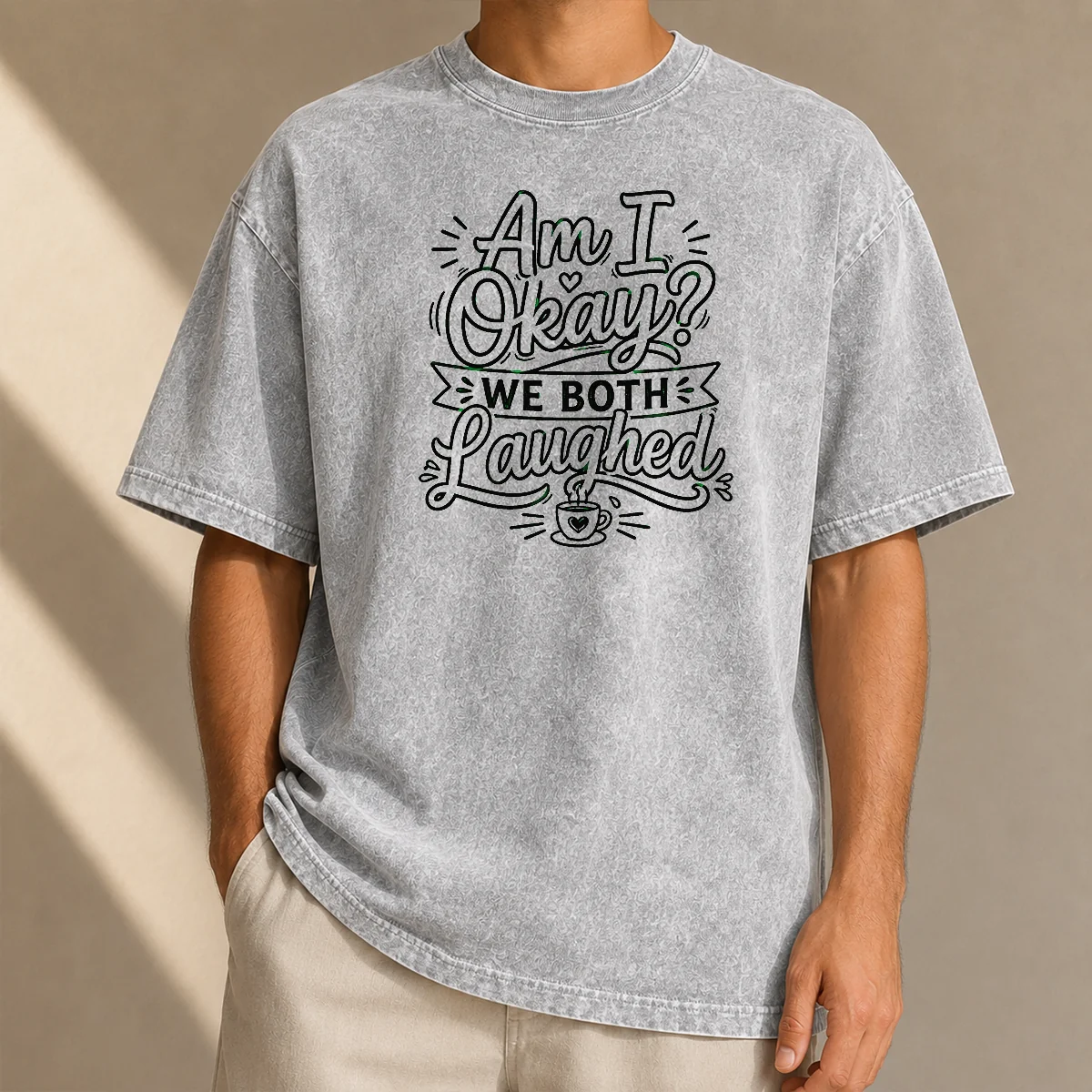 Good Hot Halloween Coffee Quote Line Art Washed T-Shirt